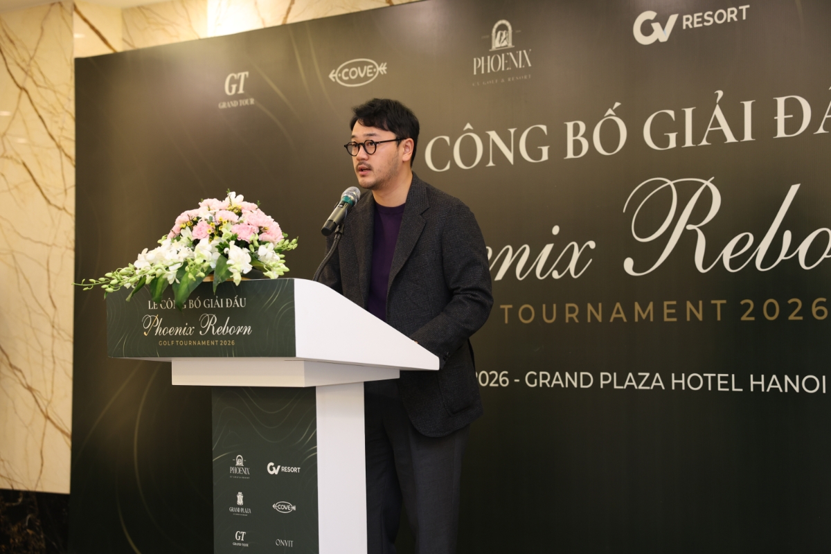 Phó Chủ tịch CV Group Lee Ho Seong phát biểu khai mạc giải đấu Phoenix Reborn Golf Tournament 2026. Ảnh: CV Resort.